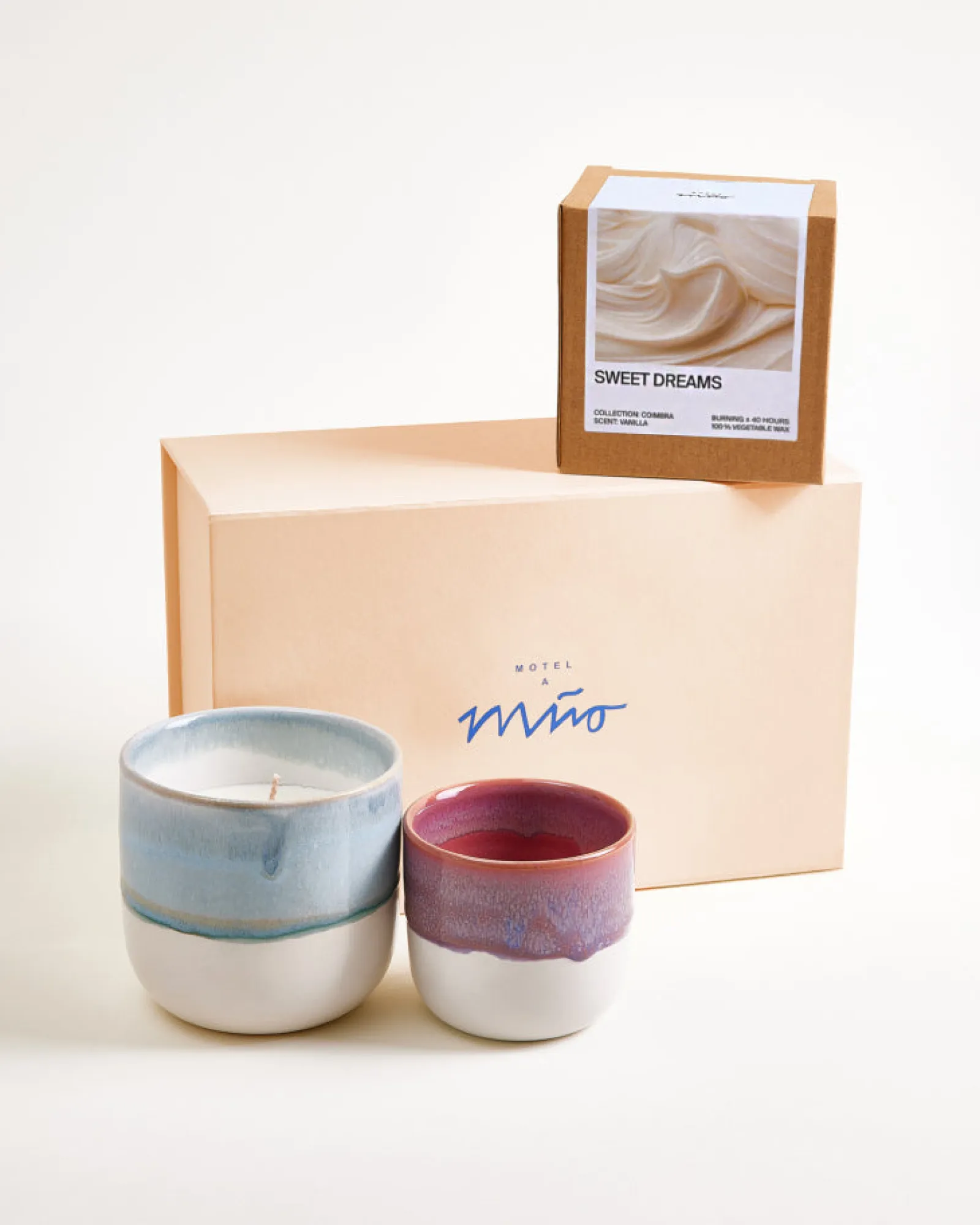 Motel a Miio Coimbra Geschenk-Set lila graublau 3-teilig* Duftkerzen