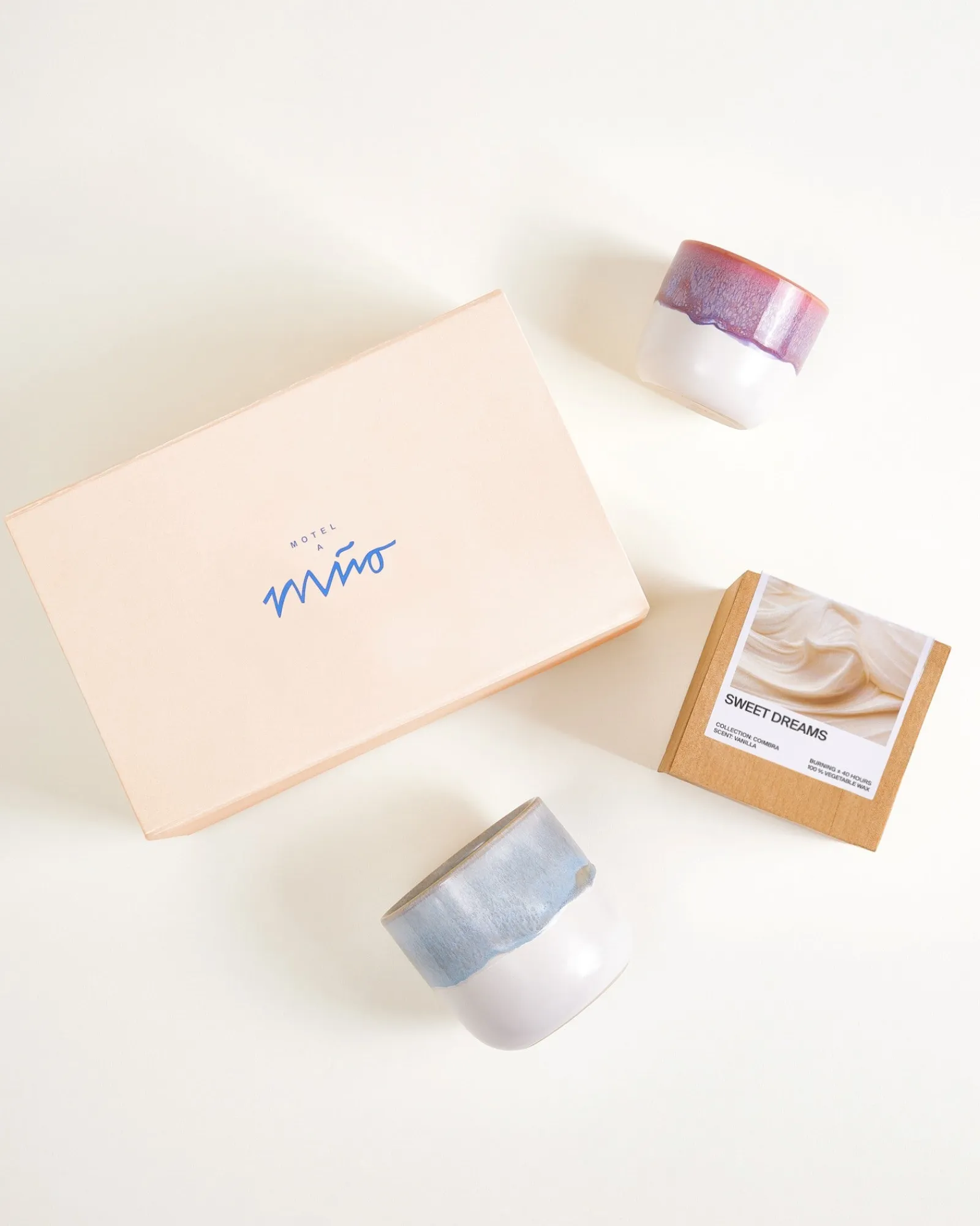 Motel a Miio Coimbra Geschenk-Set lila graublau 3-teilig* Duftkerzen
