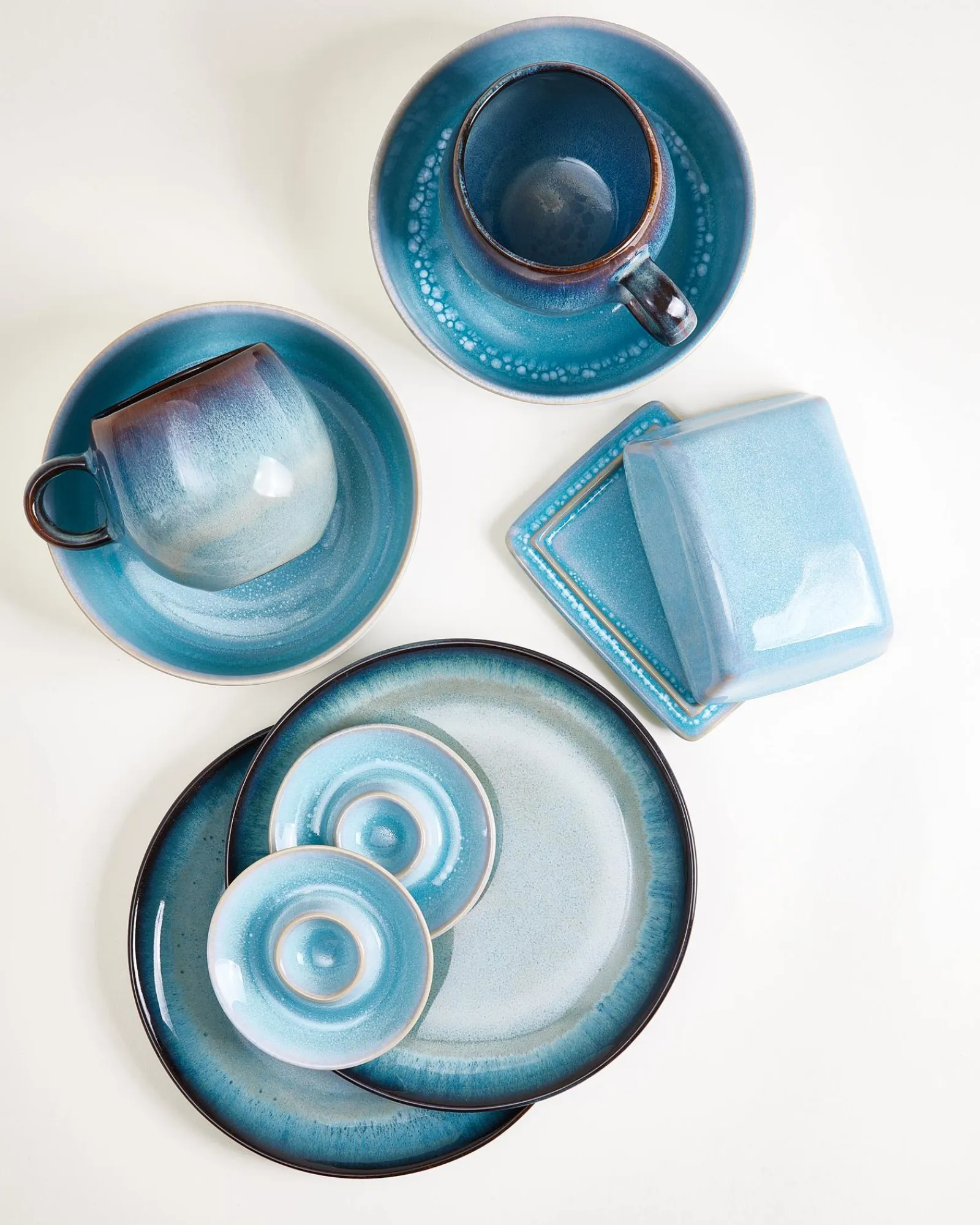 Motel a Miio Geschirr-Set Blue Horizon aqua grünblau 9-teilig* Mix & Match Sets %|Geschirrset Für 2 Personen