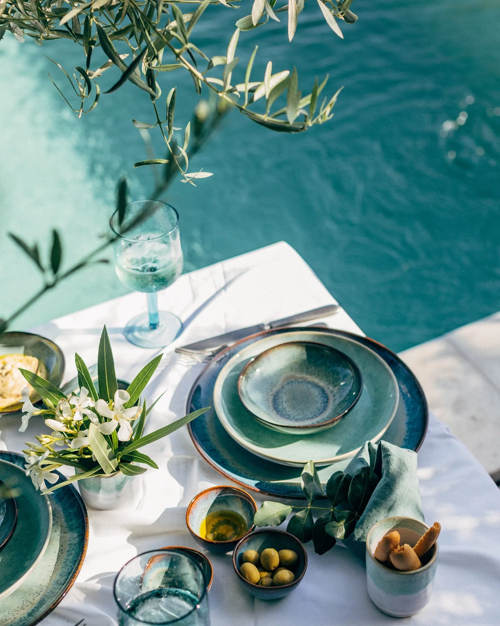 Motel a Miio Geschirr-Set Ocean Vibes grünblau mint 16-teilig* Geschirrset Für 4 Personen|Mix & Match Sets %