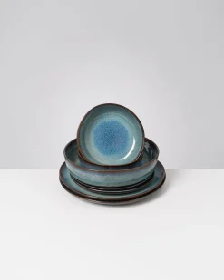 Motel a Miio Madeira Geschirr-Set modern grünblau 7-teilig* Geschirrset Für 2 Personen